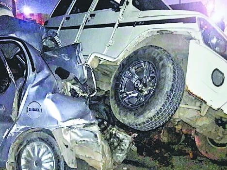 several vehicles went down on the road by car